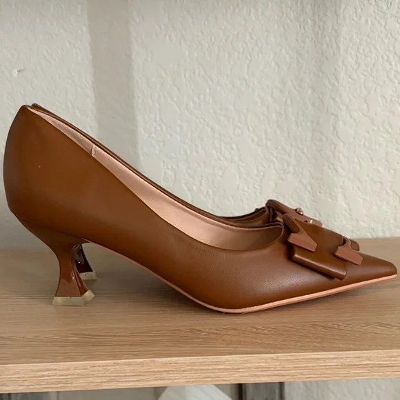 C. Paravano NEW Brown Buckle Pointed Pumps (Olivia) - Picture 3 of 6